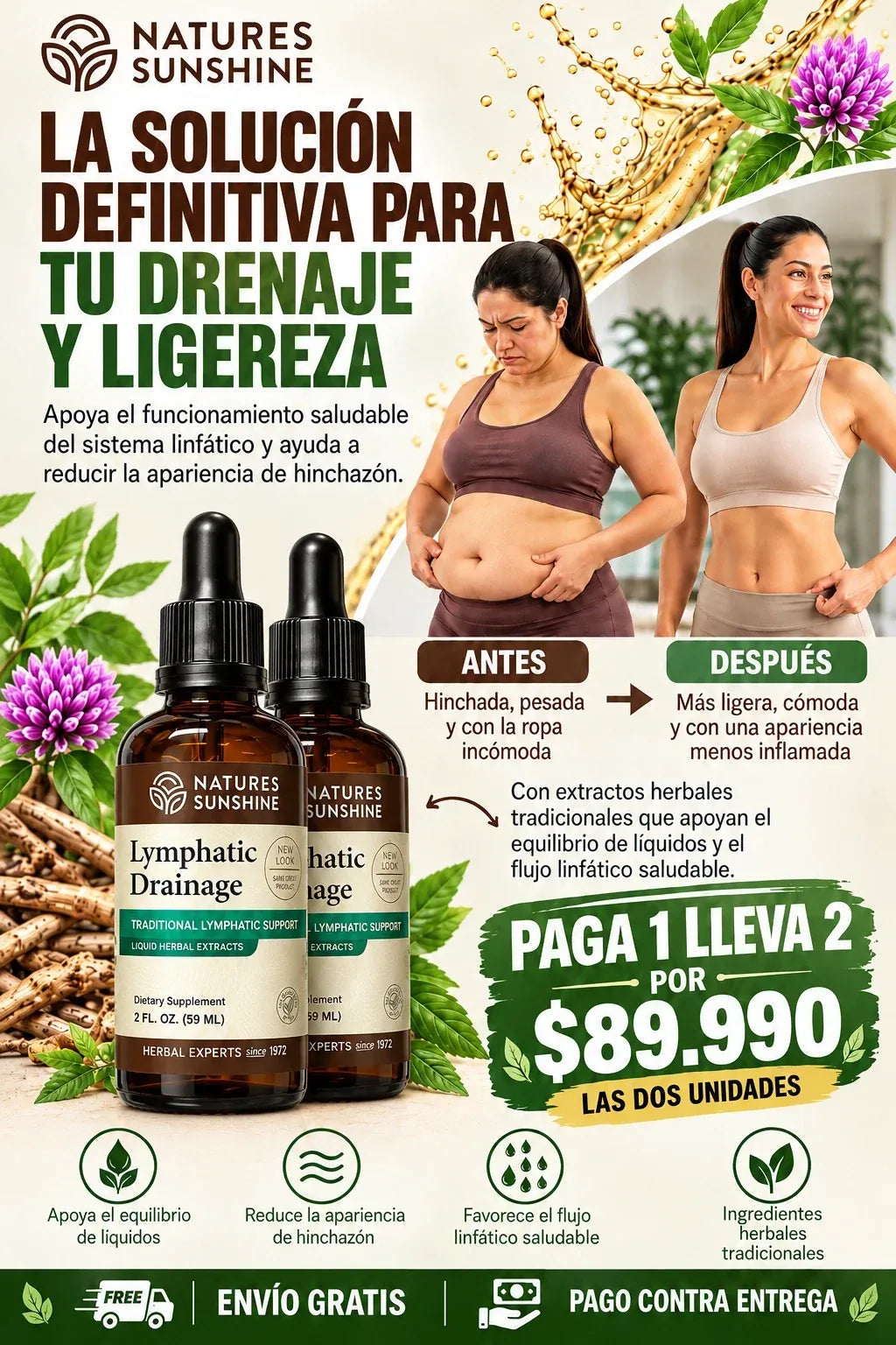 [🔥PROMO HOY] PAGA 1 y LLEVA 2: Drenaje Linfático Natural en Gotas